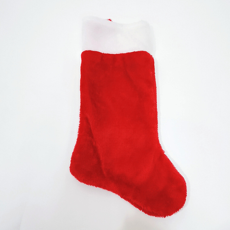 12pcs Short Plush Red Christmas Stocking Bags Christmas Decorations Socks Christmas Stockings